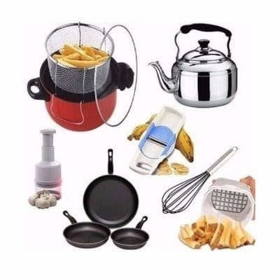 Manual Deep Fryer + Whistling Kettle + Fry Pan + Accessories