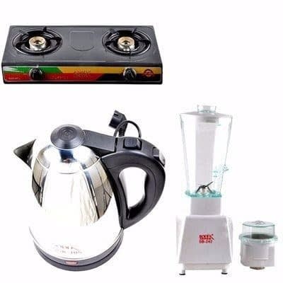 Kitchen Bundle Blender + Double Face Gas Burner & 2l Electric Kettle