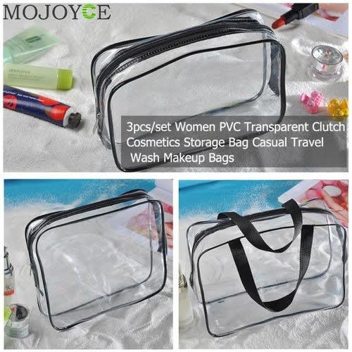 Mojoyce Women's Transparent Zipper Makeup Bags - 3pcs