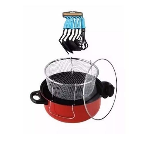 Non-stick Manual Deep Fryer + Non-Stick Spoon - Set Of 6
