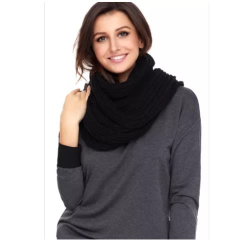 Pom Pom Ribbed Knit Scarf - Black