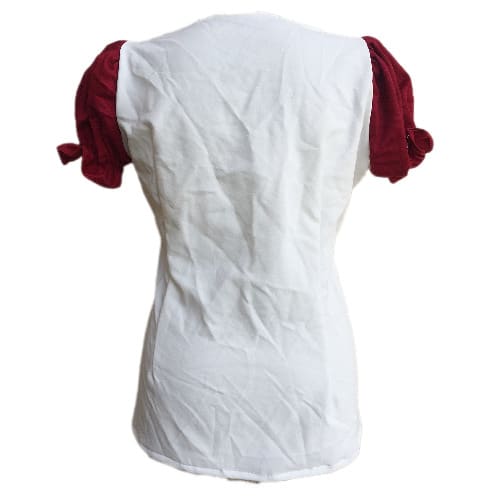 Ladies Red And White Ace Of Hearts Tshirt Top With Puffy Short Sleeves