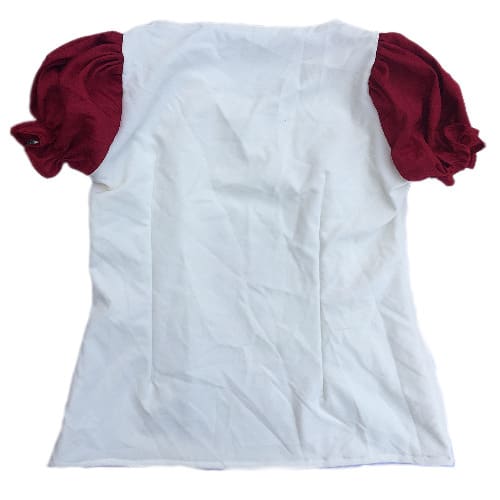Ladies Red And White Ace Of Hearts Tshirt Top With Puffy Short Sleeves