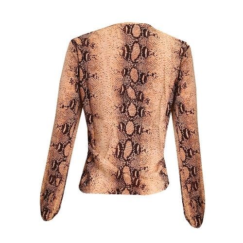 Ladies Leopard Long Sleeve Top - Brown