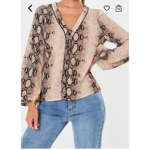 Ladies Leopard Long Sleeve Top - Brown