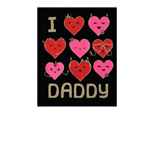 I Love Daddy Print Glitter Top- Black