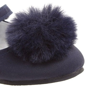 Girls Navy Pom-pom Shoes