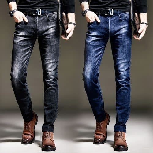 2 In 1 Men's Stock Jeans - Mixed Blue & Mixed Black