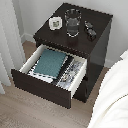 Kullen Chest Of 2 Drawers 35x49 Cm, Black-brown