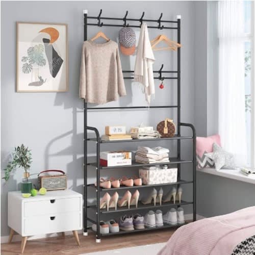 2 In 1 Multifunction Clothes Hanger And Shoe Rack