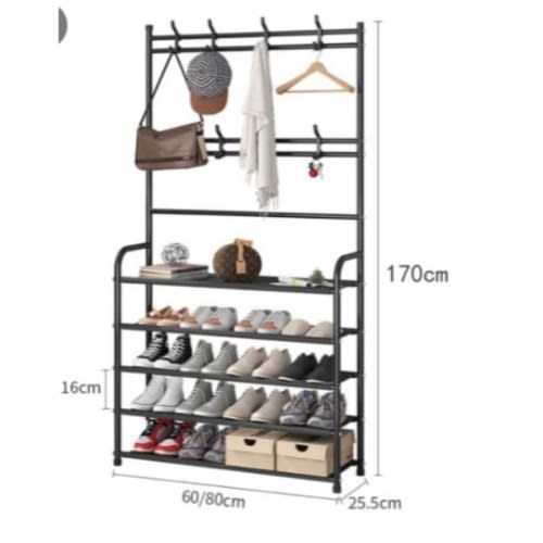 2 In 1 Multifunction Clothes Hanger And Shoe Rack