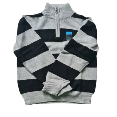 Black And Grey Rugby Striped Sweater