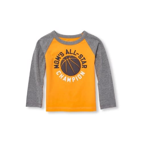 Boys Long Raglan Sleeve Graphic Top -yellow