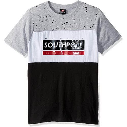Color Block Gel Print Tee Shirt Grey Multi