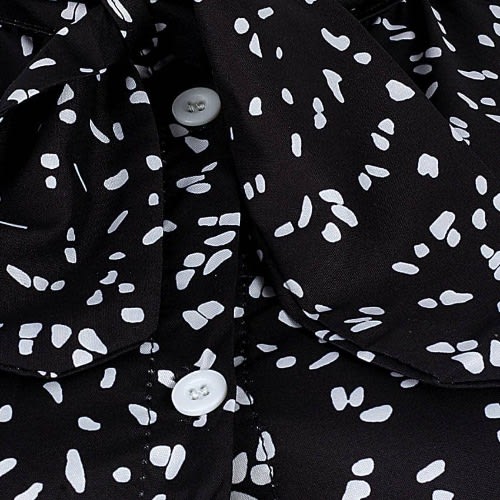 Patch Print Tie Neck Blouse- Black