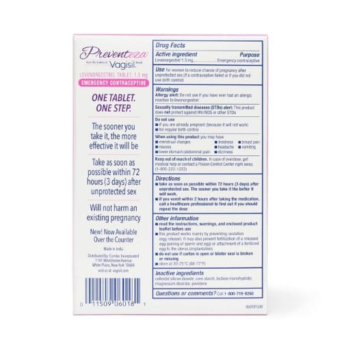 Preventeza Emergency Contraceptive Pill With Levonorgestrel