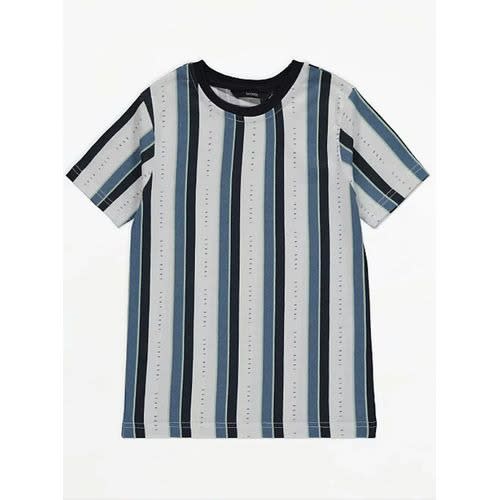 Boy's Blue Vertical Stripe T-shirt