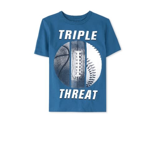 Boys Triple Threat Ball Graphic Tshirt - Blue.