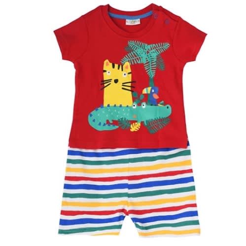 Safari Animals Bright Stripe 2pcs Set