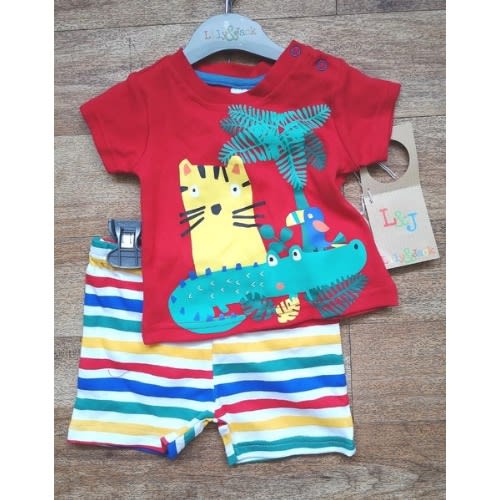 Safari Animals Bright Stripe 2pcs Set