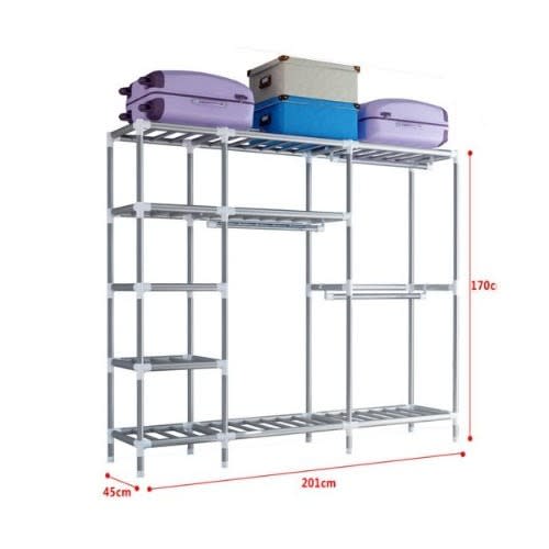 20mm Pole Steel Mobile Wardrobe - 201cm X 45cm X 170cm