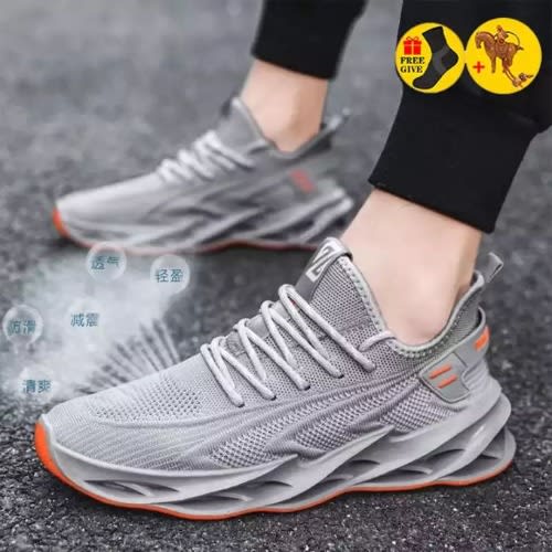 Men's Breathable Mesh Casual Sneakers- Grey