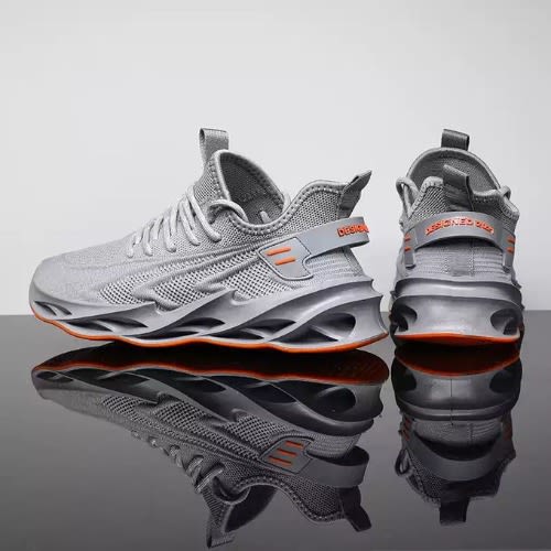 Men's Breathable Mesh Casual Sneakers- Grey