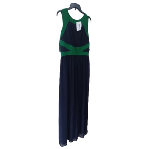 Women's Dress-long Flay Green - Navy Blue