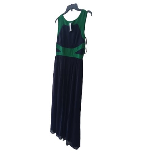 Women's Dress-long Flay Green - Navy Blue
