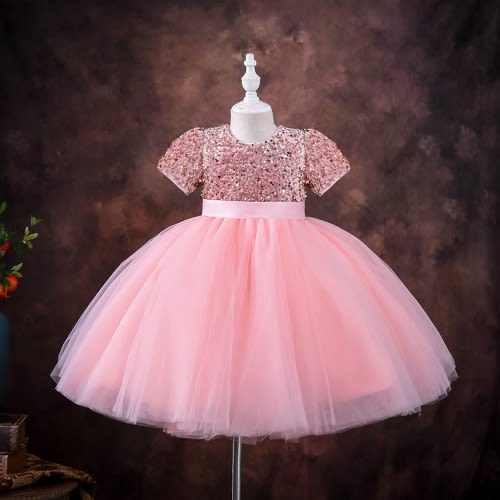 Girl Shimmer Up Full Ball Gown - Pink