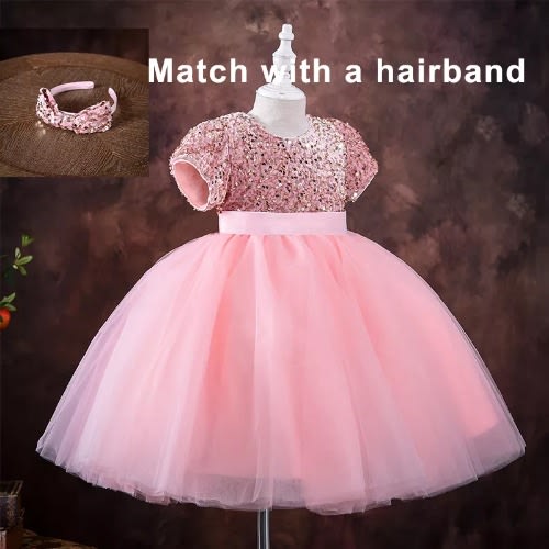Girl Shimmer Up Full Ball Gown - Pink