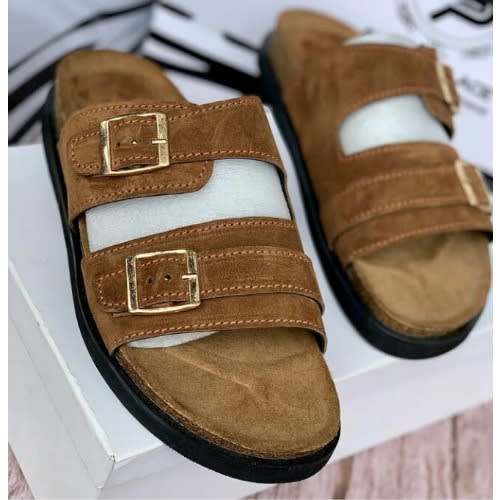 Classy Male Brown Suede Leather Slippers