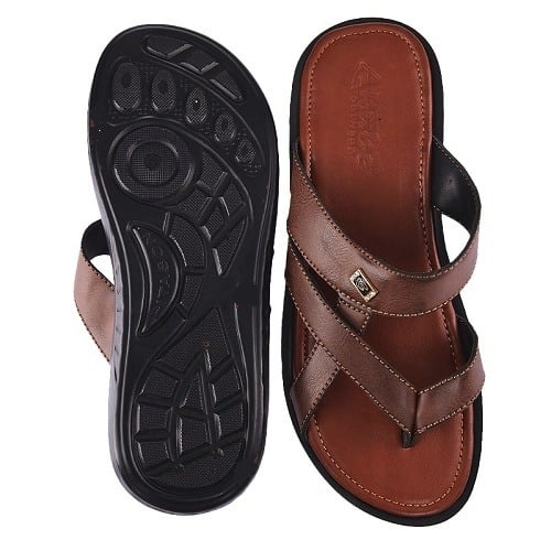 ODJ Men's Leather Slippers - Brown