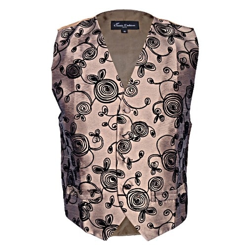 Floral Print Waistcoat - Brown & Black - MWC-1434