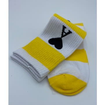 Men's Patterned Yellow & White Socks