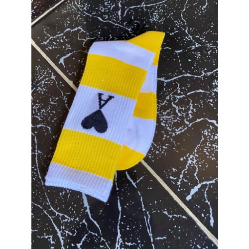 Men's Patterned Yellow & White Socks