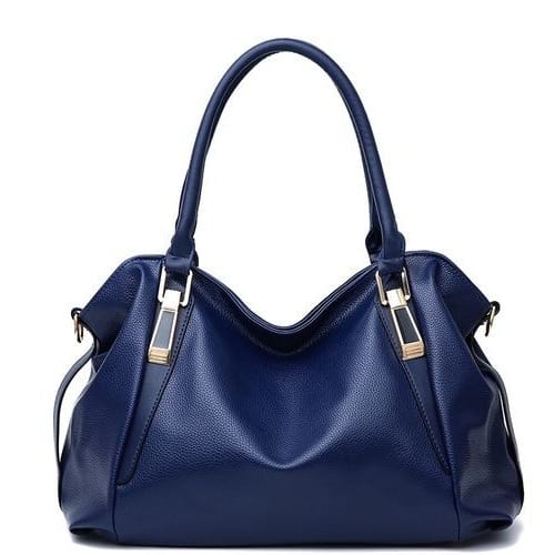 Women Leather Handbag - Navy Blue