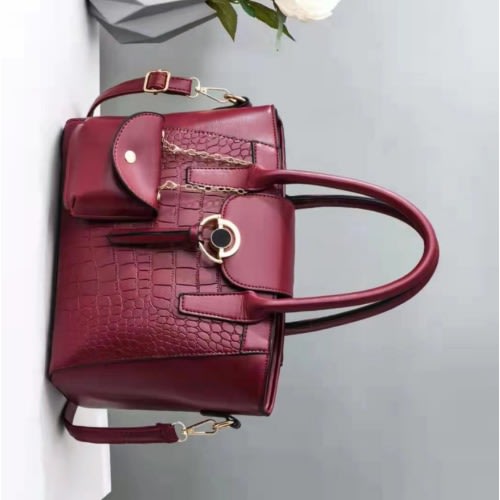 Ladies Leather Handbag - Wine Red