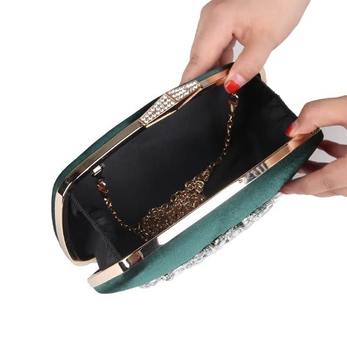 Bejewelled Occasion Clutch Bag - Green