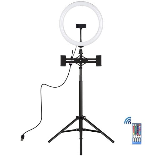 LED Selftimer 10" 26cm Ringlight + Tripod Mount + Dual Phone Brackets