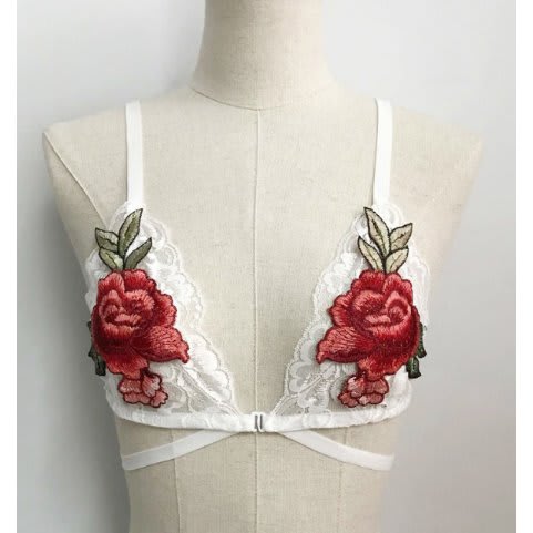 Strappy Triangle Bra - White