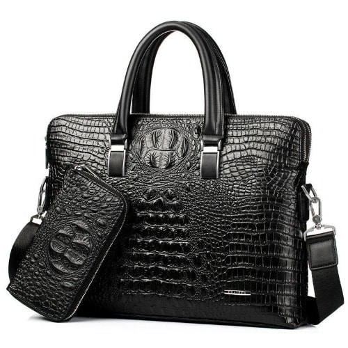 Leather Handbag With Wallet - Black