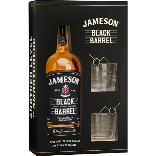 Black Barrel Irish Whiskey Glasses Gift Set - 70 Cl