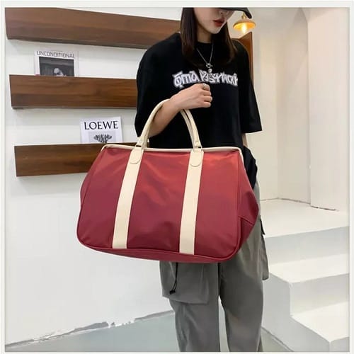 Men Nylon Travel Bag Fitness Sports Gym Bag - Wine
