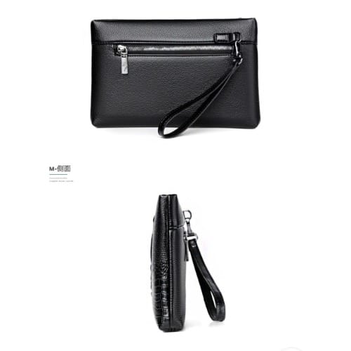 Men Crocodile Leather Pouch -Black