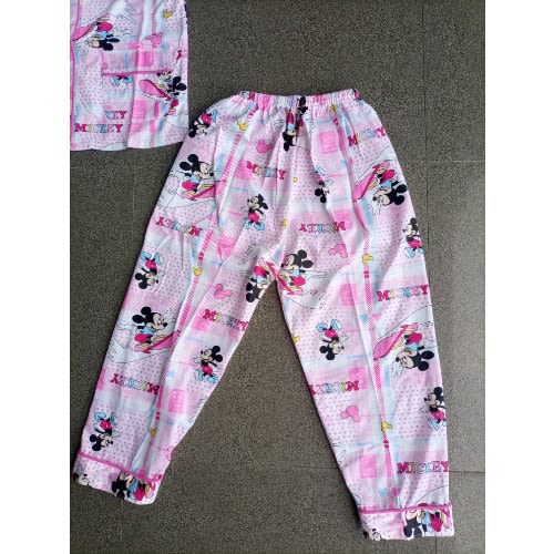 2pc Minnie Mouse Short Sleeve Girl's Shirt And Trouser Pyjamas Set - Pink