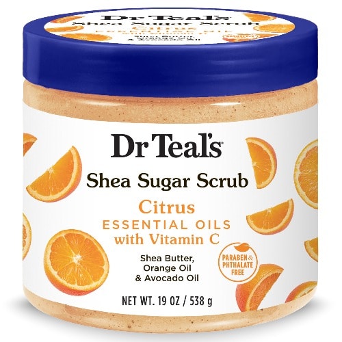 Dr Teal's - Shea Sugar Body Scrub - Citrus Essential Oils With Vitamin C - 538g
