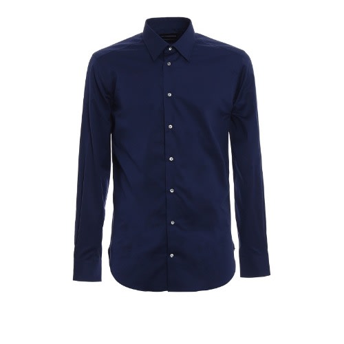 Men's Formal Dress Shirt With Matching Tie  - Navy Blue & Floral Black
