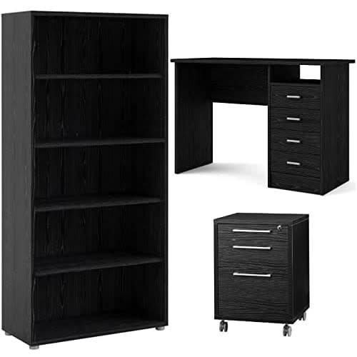 3 Piece Furniture Set With 4 Drawers Wood Desk And 3 Drawer Wood Mobile File Cabinet