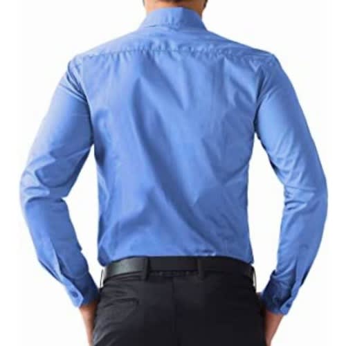 Set Of 2 Men's Formal Dress Shirt With A Matching Tie  - Blue And White/grey